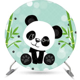 Aperturee - Green Bamboo Panda Bokeh Round Baby Shower Backdrop